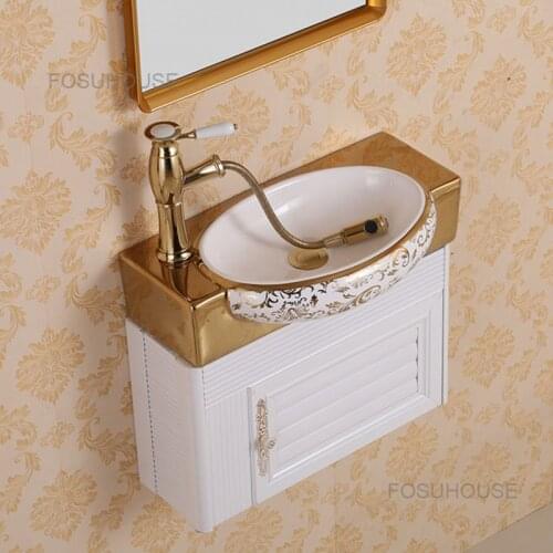 Small European Mini Ceramic Wall Hung Bathroom Sinks Hanging Washbasin Triangular Balcony Bathroom Cabi Wash Basin Bathroom Sink