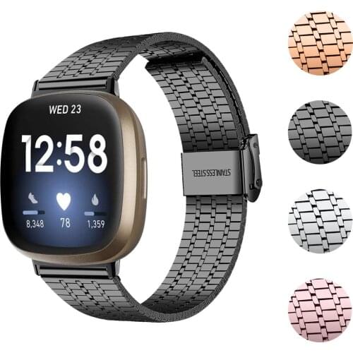 Metal Stainless Steel Seven Beads High-End Watchband Compatible for Versa3 Replacement Bracelet Strap 22mm