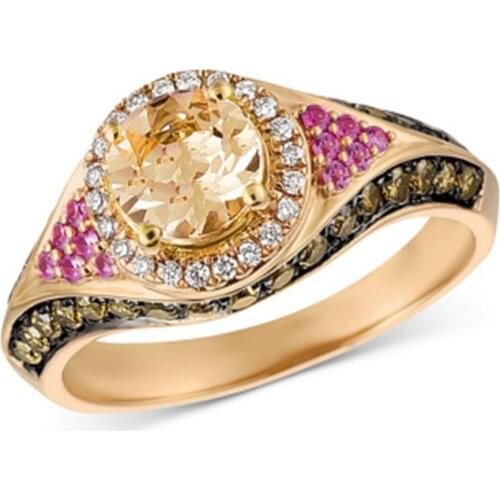 Milangirl Vintage European Medieval Retro Rings for Lady Women Jewelry Multicolor Zircon Inlaid Jewelry