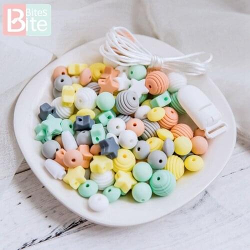 1set Baby Teether Silicone Beads Set Diy For Pacifier Clip Chain Nursing Bracelets Necklace Food Grade Perle Silicone Rodent Toy