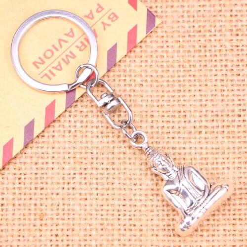 20pcs New Fashion Keychain 35*23 mm meditate buddha Pendants DIY Men Jewelry Car Key Chain Ring Holder Souvenir For Gift
