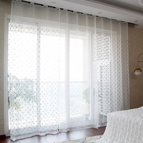 New Cortina Coffee Sheer Grid Light-transparent Window Screens Curtains For Living Room Bedroom Nice Tulle Curtain Fabric