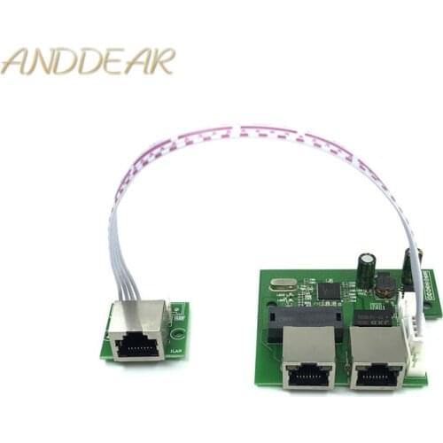 OEM factory direct mini fast 10 / 100mbps 3-port Ethernet network lan hub switch board3 rj45 5V 12V 2 rj45 1 * 8pin head port