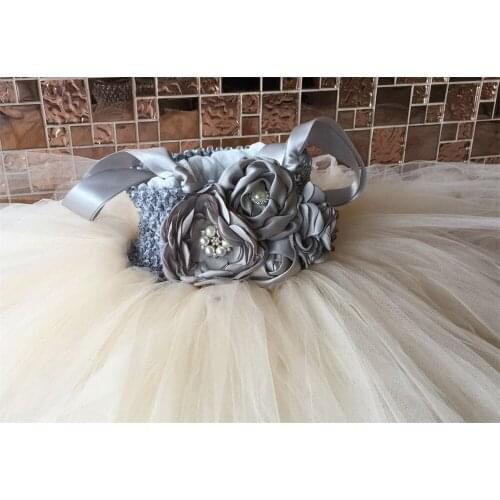 Girls Flower Lined Tutu Dress Kids Straps Tulle Dresses Ball Gown with Pearl Daisy Children Birthday Wedding Party Costume Dress