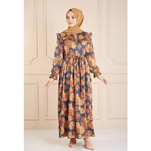 TUGBA Patterned Frilly Dress Muslim women dresses for women Muslim long dress Muslim women turkey