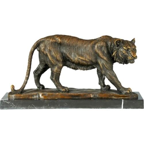 Walking Tiger Sculpture Statue Bronze Wild Animal Figurine Art Wonderful Office Desk Home Decoration Gifts