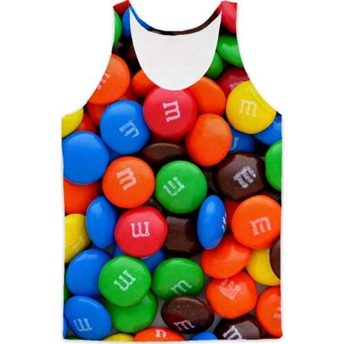REAL American US SIZE Multi-Colored Button-Shaped Chocolates Sublimation Printing plus size Tank top