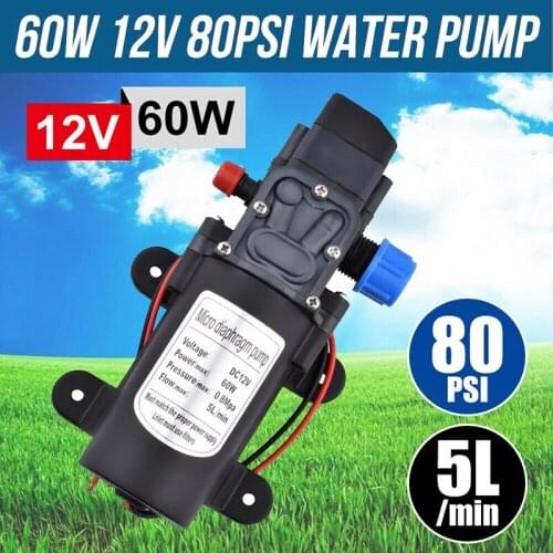 80 PSI 5L/min Self-Priming High Pressure Water Pump DC 12V 60W For Caravan Camping Boat Plastic Durable Water Pump Parts