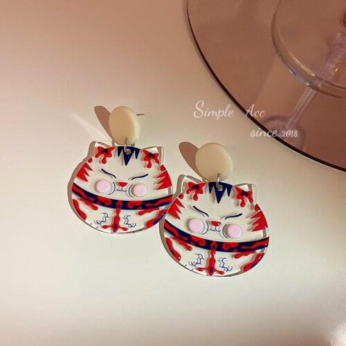Korean Fashion New Lucky Cat Earrings Earrings Net Red Temperament Design Earrings Women Wholesale
