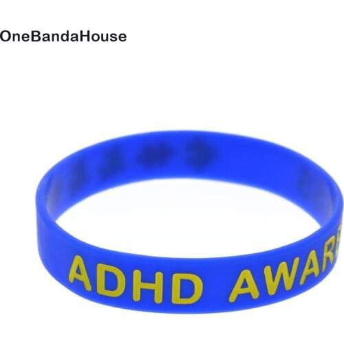 1PC ADHD Awareness Silicone Wristband Debossed Puzzle Logo 3 Colors