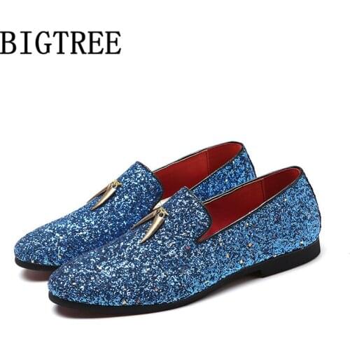 Wedding Shoes Men Dress Glitter Loafers Men Shoes Formal Party Shoes Men Elegant Coiffeur Sepatu Slip On Pria Erkek Ayakkabi