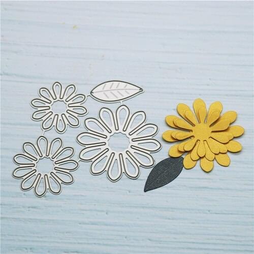 New 3pcs flower and leaf Metal Cutting Dies Stencils For DIY Scrapbooking Decorative Embossing Handcraft Die Cutting Template