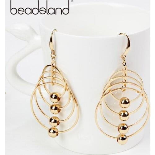 Beadsland Drop Earrings Fashion Metal Hyperbole Round Beads Deign Women Girls Dancing Party Christmas Gift 38783