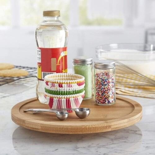 Eco-friendly Round Bamboo Turntable Suitable for Cabinets Shelves Tables Kitchen