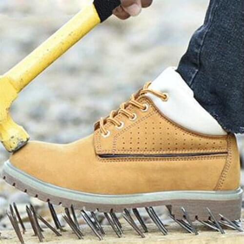 Safety Shoes Cap Steel Toe Khaki Boots Beef tendon For Summer Man Work Shoes Men Breathable Footwear Wear-resistant DXZ052