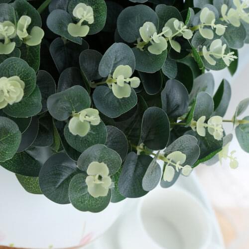 15pcs Green Artificial Leaves Large Eucalyptus Leaf Plants Wall Material Decorative Fake Plants For Home Shop Garden Party Decor