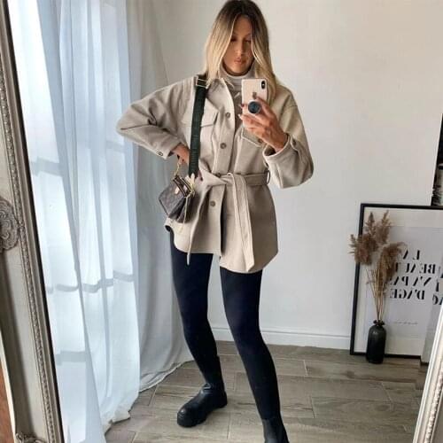 WYWMY Autumn Winter Jacket Women Coat Long Sleeves Belted Warm Thicken Casual Fashion High Street Women Coats Outfits Tops