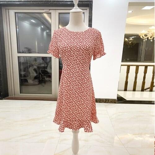 Vintage Women Dress Summer Women Floral Print O-neck A-line High Waist Slim Robe Femme Vestido Sukienki Ropa Mujer 6535