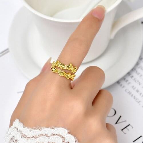 Gold Metal Irregular Geometric Ring Women Female Adjustable Fashion Jewelry Finger Ring For Wedding Party Gift