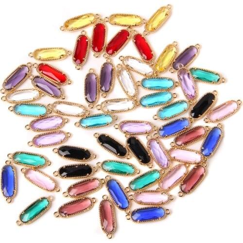 10 pcs Reiki Natural Amethyst Long Pendants 2 Gold Connectors Blue Quartz Charm DIY Making Jewelry Necklace Bracelets Earrings