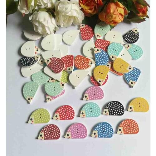 120pcs scrapbooking Bulk DIY wooden Hedgehog shape buttons for craft mixed scrapbooking accessories products 17*25mm