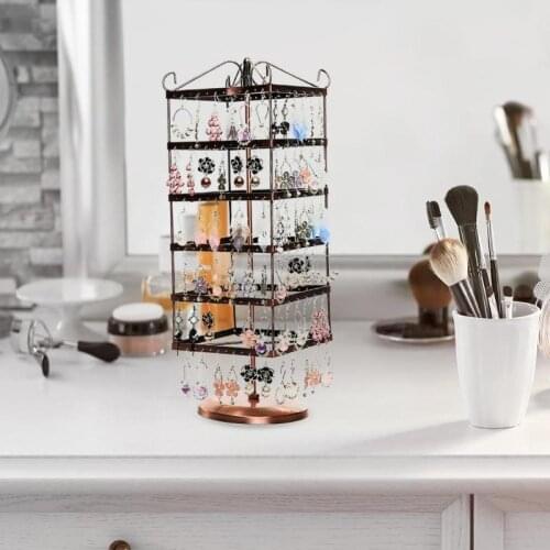 288 Holes 6-layerEarrings Organizer Jewelry Holder Necklace Bracelet Rack Rotatable Earrings Necklace Jewelry Display Rack