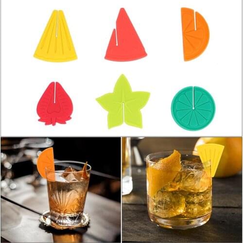 6Pcs Drink Marker Silicone Wine Glass Marker Fruit Cup Marker Drinking Cup Identifier Party Cup Sign (Mixed Colors)