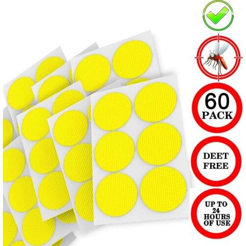 60PCS Mosquito Repellent Killer Sticker Natural Patches Resealable Non-Toxic 24-Hour Protection Patch For Skin Clothes