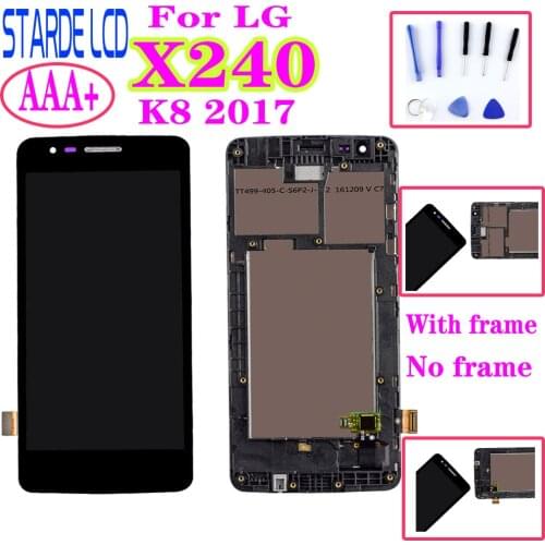 AAA+ For LG K8 2017 X240H X240DSF X240 X240K LCD Display Touch Screen Digitizer Assembly With Frame Screen Replacement