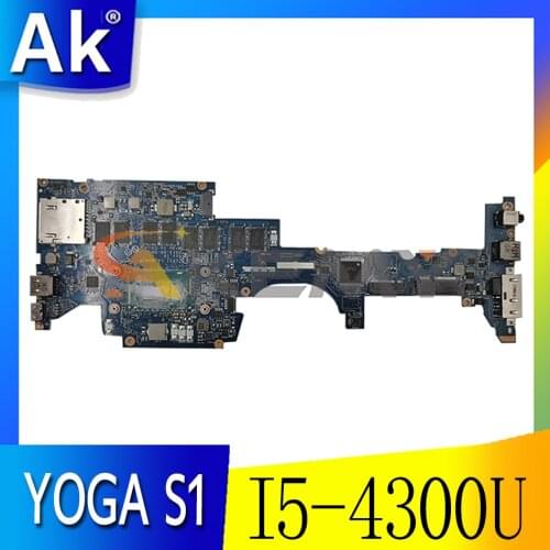 Akemy ZIPS1 LA-A341P Motherboard For Lenovo Thinkpad YOGA S1 Laptop Motherboard CPU I5 4300U 8G RAM 100% Test Work