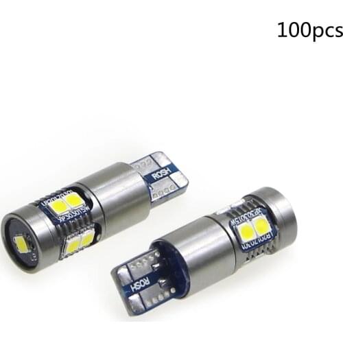 100pcs t10 led 194 car bulb CANBUS W5W 168 501 auto 3030 9smd Side wedge Interior Reading light Parking Tail Lamp vehicle 12V