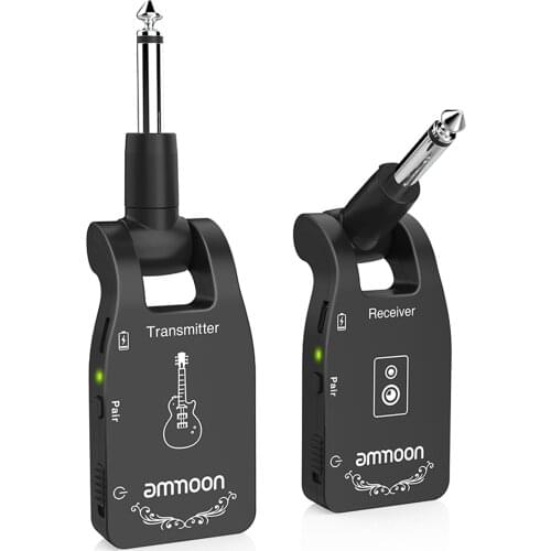 Ammoon Guitar Wireless System Electric Guitar Accessories Bass 2.4G Rechargeable 6 Channels Audio Transmitter Receiver