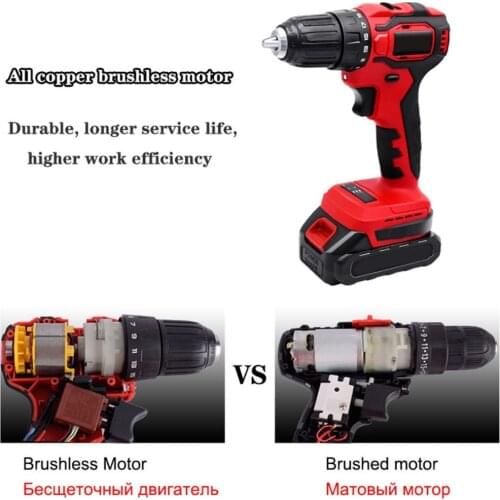 18V 50NM Brushless Electric Impact Drill 10mm Rechargeable Cordless Screwdriver with Battery Set Home DIY Power Tool