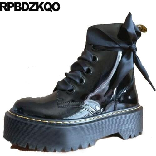 Ankle Trend Flatform Combat Brand Women Winter Boots Genuine Leather Shoes Japanese Muffin Patent Big Size Platform Military