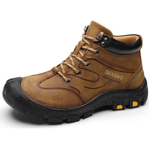 Brand Winter Mens Boots Warm Mens Snow Boots Waterproof Leather Men Hiking Boots Outdoor Sneakers Men Work Boots Mens Shoe