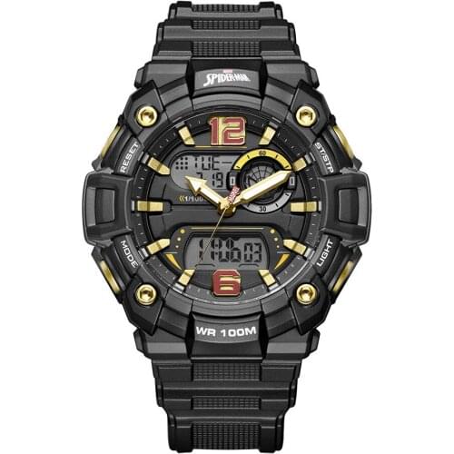 Disney Marvel Mens Watch Spider-Man Waterproof Digital Watch 10bar Trend Casual Multifunctional Mens Watch Stop Watch Plastic