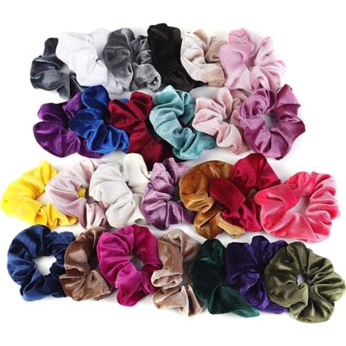 Coxeer 26Pcs/Set Velvet Hair Tie Solid Color Elastic Fashion Hair Band Hair Rope Ponytail Holder Hair Accessories For Women