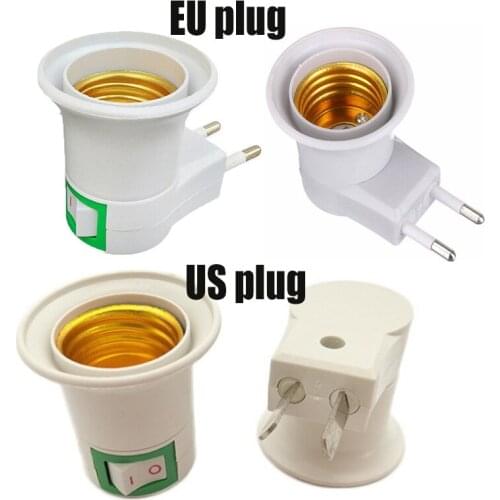 E27 LED Light Socket Lamp Base soquete douille lamp holder To EU US Plug Holder Adapter Converter ON/OFF For Led Bulb