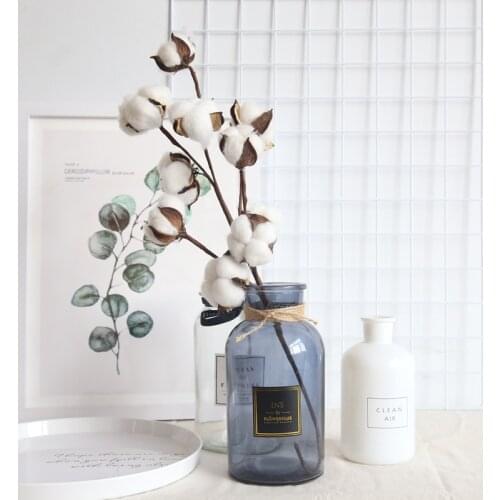 Naturally Dried Cotton Flowers Artificial Plants Floral Branch for Wedding Party Decoration Fake Flowers Home Artificial Decor