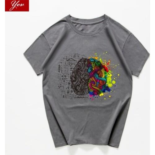 Left Brain right brain Sarcastic Graphic novelty T-Shirt men Science Biology streetwear Math Physics Funny Tshirt men clothes