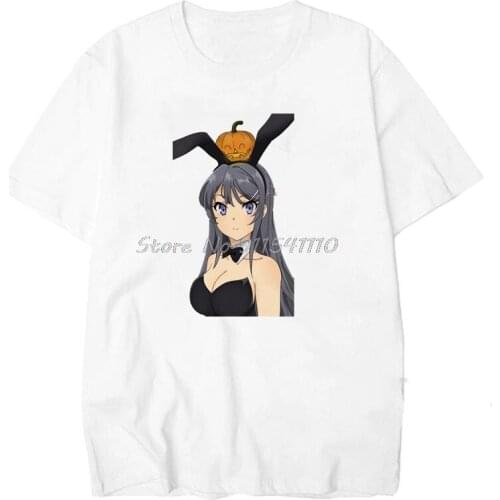 Pink Bunny Girl T-Shirt Anime Shirt Aesthetic Senpai Tee Manga Tee Mens T-shirt Harajuku Ullzang T-shirt Funny Tees Male