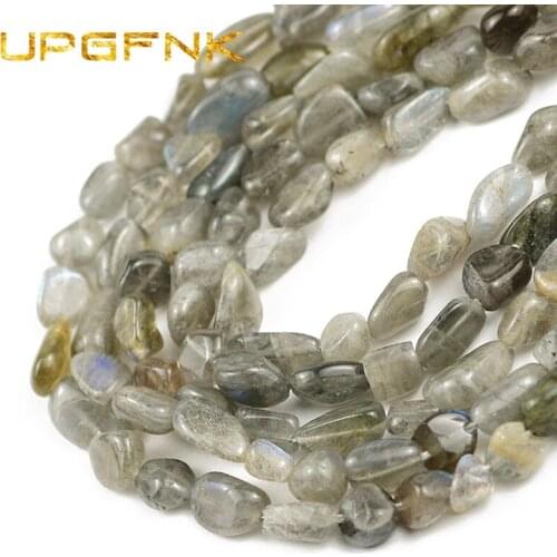 UPGFNK Natural Irregular Labradorite Stone Spacer Loose Beads For Jewelry Making DIY Bracelet Necklace Accessories 15"Strand