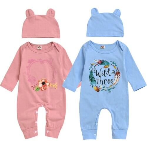 2020 Spring Newborn Infant Baby Boys Girls Rompers Long Sleeve Clothes Flower print bear ear Jumpsuits overall pants Playsuit