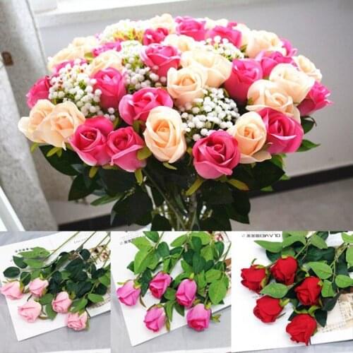 Artificial Flowers Simulation Bouquet Home Corsage Single Rose Silk Flower Wedding Living Room Furnishings Plastic Dried Flowers