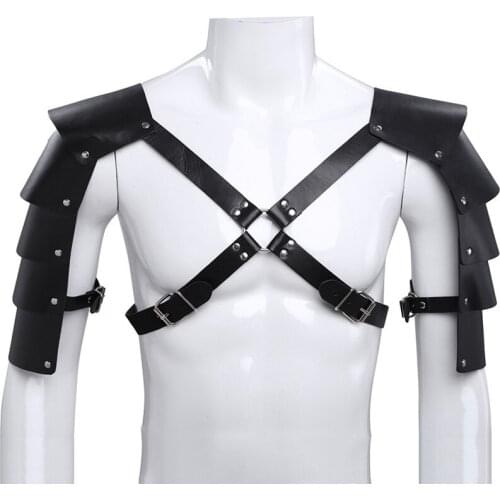 Bar Men DS Costumes Sexy Muscle Men Leather Body Corset Straps Shoulder Armor Male Singer Clothes Nightclub Rave Wear DNV12523