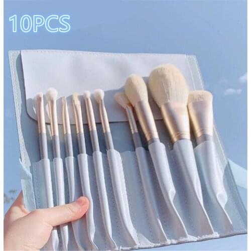 10pcs Baby Blue Makeup Brushes Set With Bag Blending Powder Eye Face Brush Makeup Tool Kit maquillaje