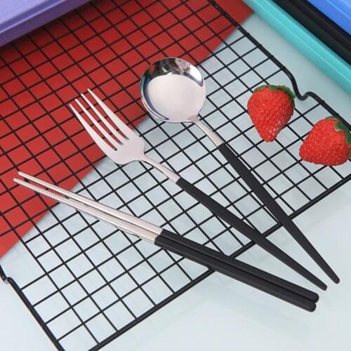 3Pcs/Set Spoon Anti-deform Rust-proof Stainless Steel Portable Flatware Set for Home Household Dorm Travel Tableware Wholesale
