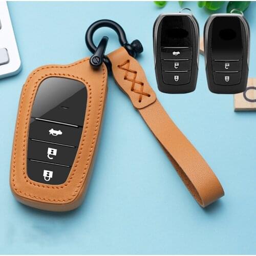 New Leather Car Key Case Cover for Toyota Chr C-hr Land Cruiser 200 Avensis Auris Corolla Smart Accessories Keychain Protect