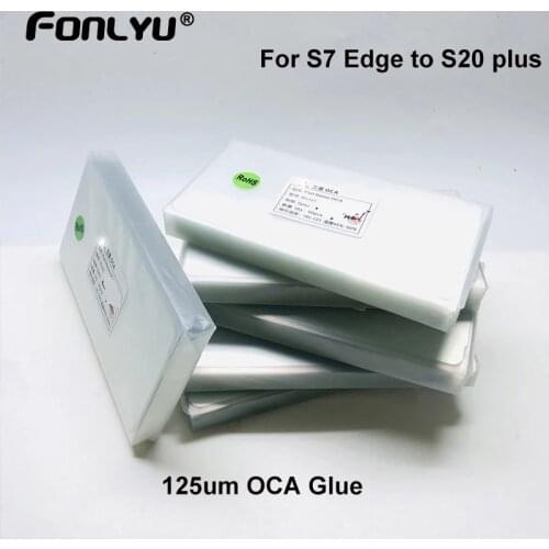 50pcs 125um OCA Optical Clear Adhesive for Samsung Galaxy S20 S10 S8 S9 Plus Note 8 9 Note 10 plus OCA Glue Glass Lens Film