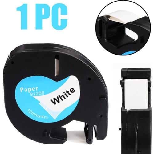Plastic Label Tape Waterproof Tape Cartridge 91200 White Paper 12mm by 4m durable For Label Makers